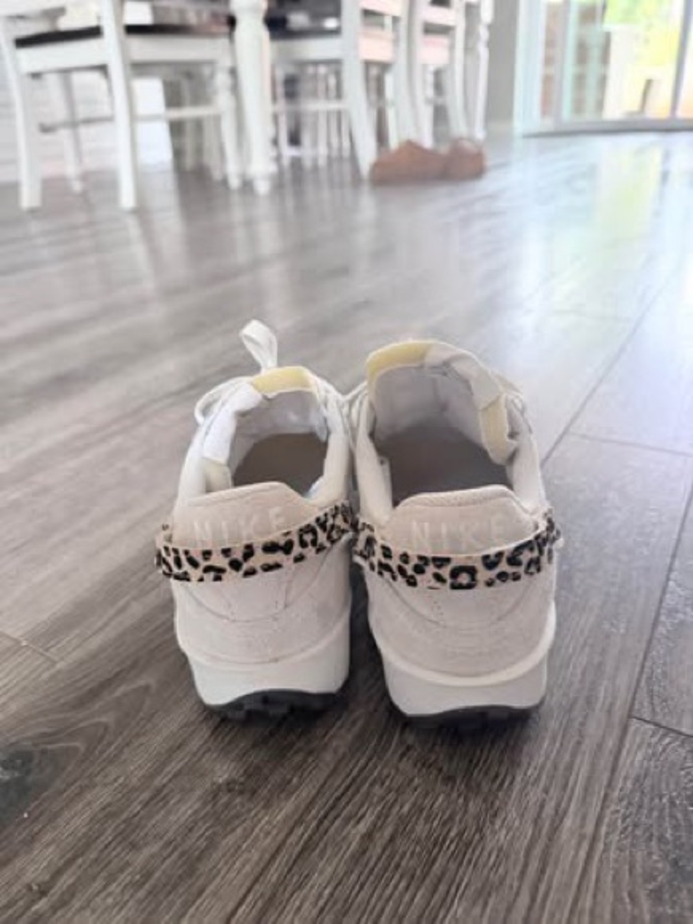 Nike Women’s White Sneakers with Leopard Swoosh Accent - Picture 2 of 4